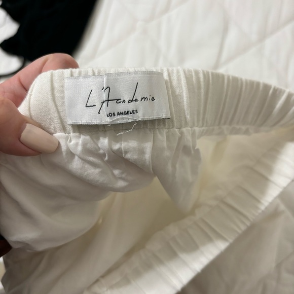 White Cropped Linen Pants - Picture 3 of 3